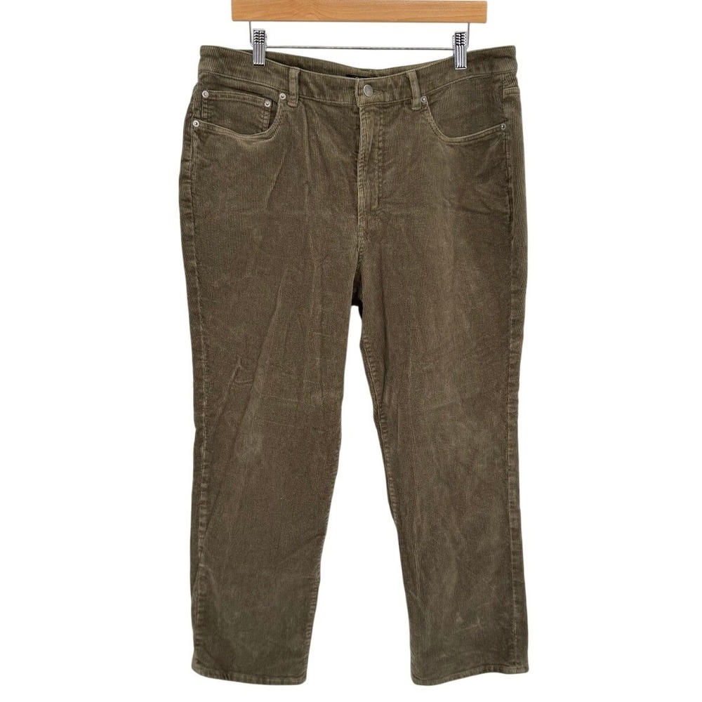 Quince‎ Womens Size 14 Pants Organic Stretch Corduroy Straight Leg Seaweed Green